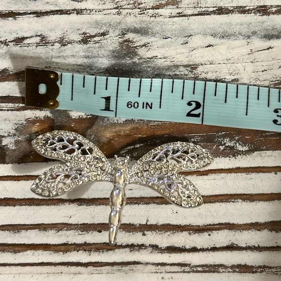 Dragonfly Brooch Rhinestone Brooch Signed FAF Vintage Silver Tone Jewelry - Picture 9 of 11